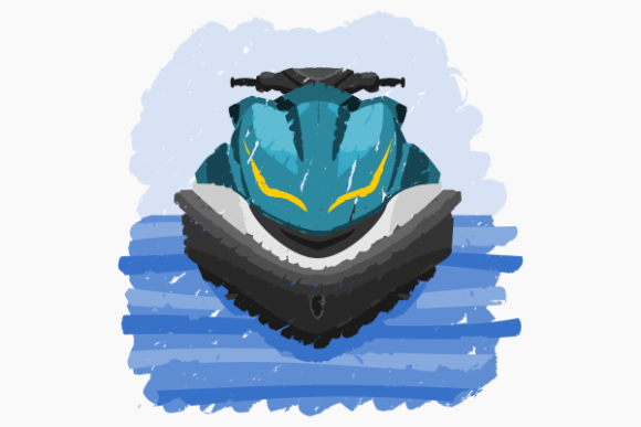 Brushed Front View Personal Watercraft Graphics for Crafts