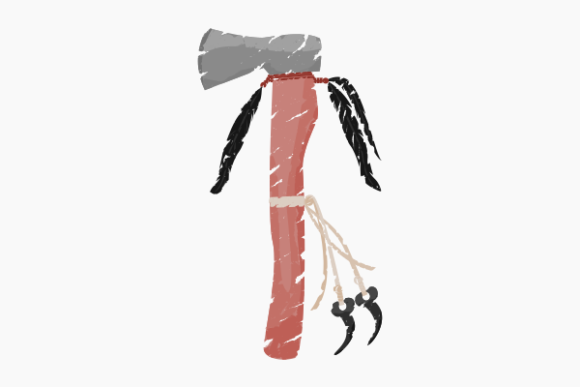 Brushed Native American Tomahawk Axe: Graphics for Decorative Elements