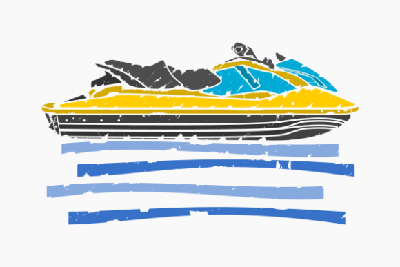 Brushed Personal Watercraft on Water Graphics for Crafts