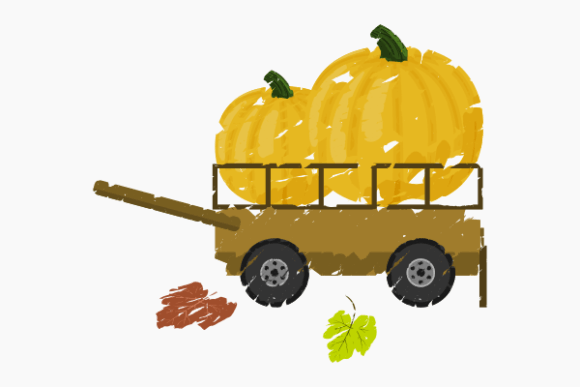 Brushed Thanksgiving Pumpkins in Wagon: Seasonal Graphics and Illustrations