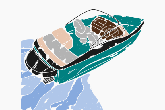 Brushed Top Back Oblique Bowrider Boat Graphics in Crafts
